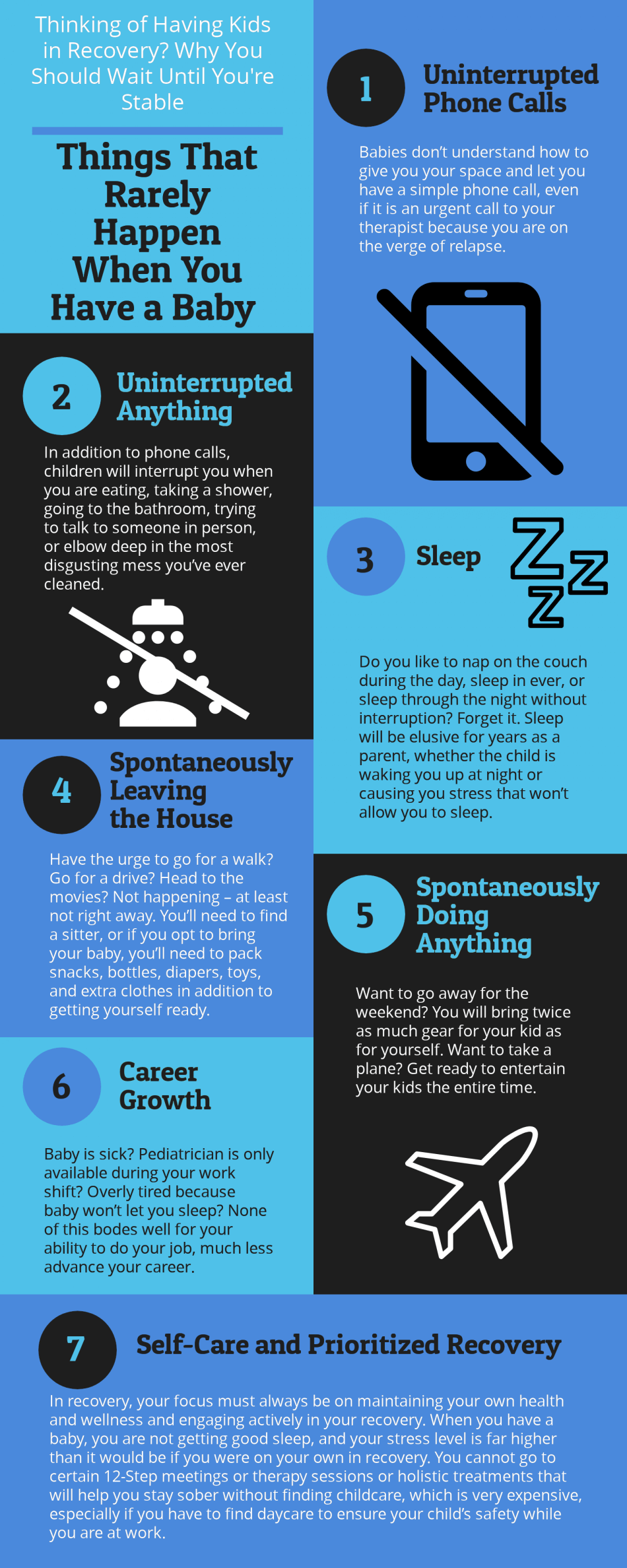 infographic about the downsides thinking about having kids while in recovery